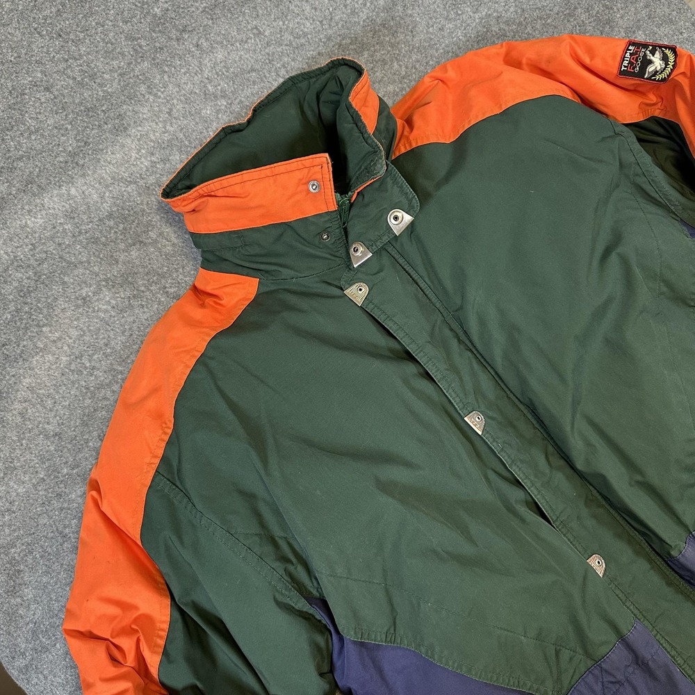 Vintage Triple FAT Goose Jacket Mens XL Green Orange Down Parka Winter Korea 90s
